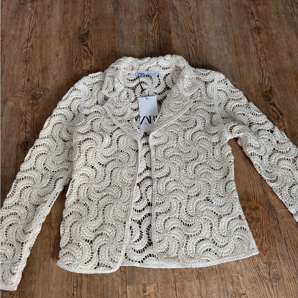 Zara Cream Crochet Lace Top